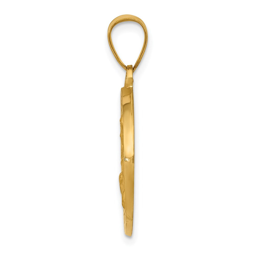 Alternate view of the 14k Yellow Gold Hollow St. Cecilia Medal Pendant, 19mm (3/4 Inch) by The Black Bow Jewelry Co.