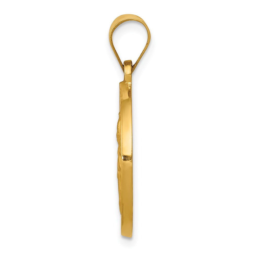 Alternate view of the 14k Yellow Gold Hollow St. Clare Medal Pendant, 19mm (3/4 Inch) by The Black Bow Jewelry Co.