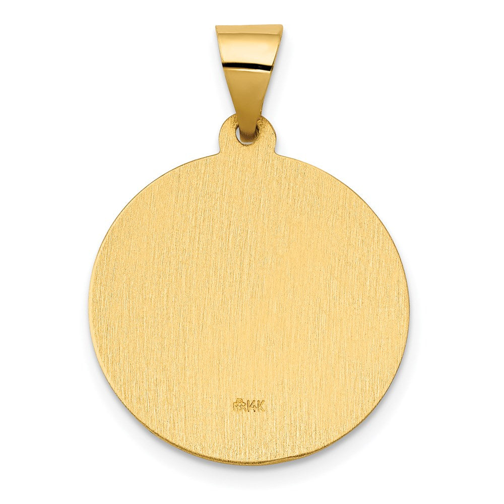 Alternate view of the 14k Yellow Gold Hollow St. Clare Medal Pendant, 19mm (3/4 Inch) by The Black Bow Jewelry Co.