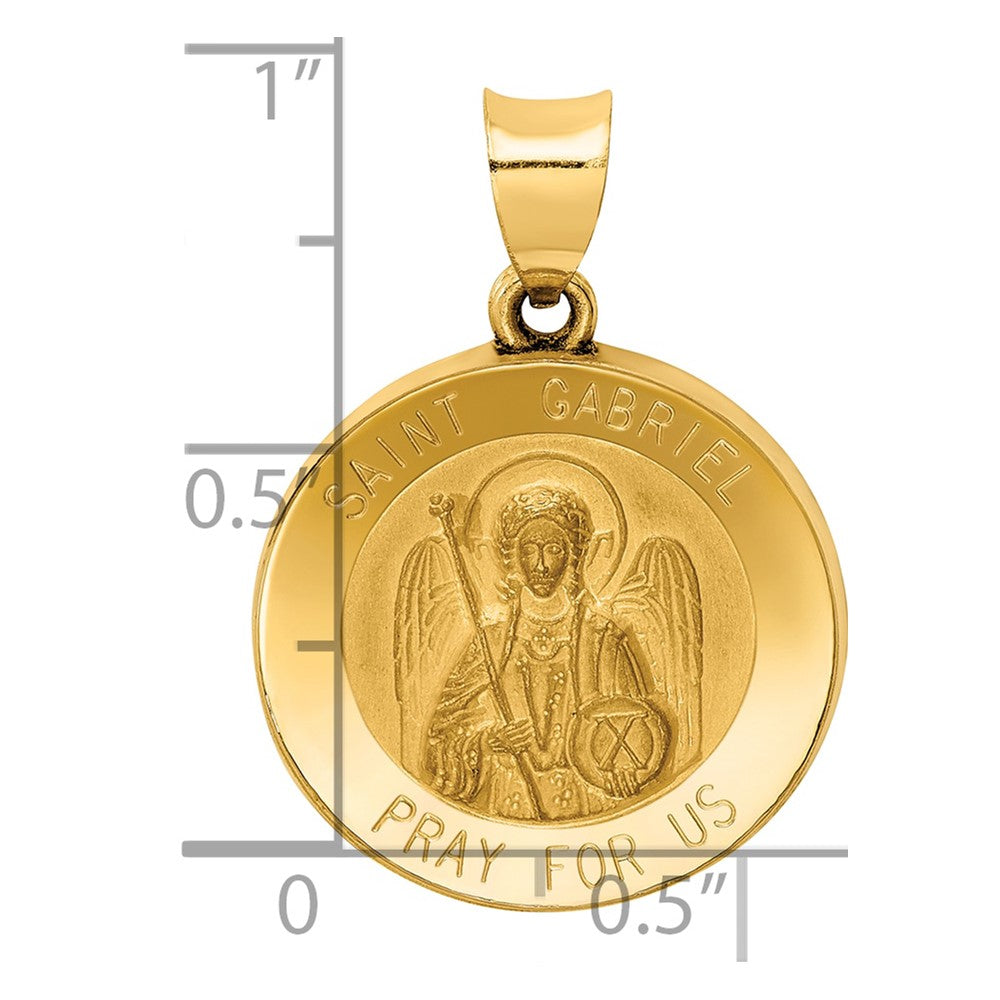 Alternate view of the 14k Yellow Gold Hollow St. Gabriel Medal Pendant, 19mm (3/4 Inch) by The Black Bow Jewelry Co.
