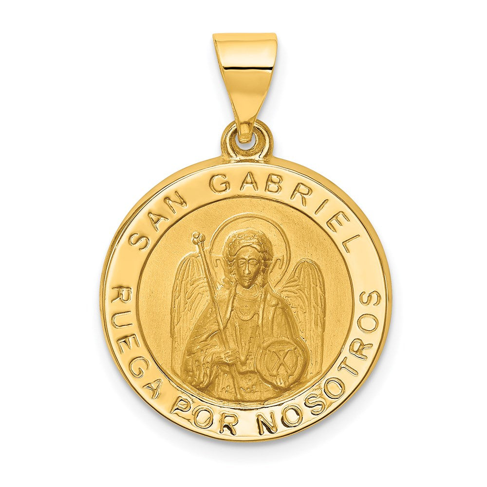 14k Yellow Gold Hollow San Gabriel Medal Pendant, 19mm (3/4 Inch), Item P27924 by The Black Bow Jewelry Co.