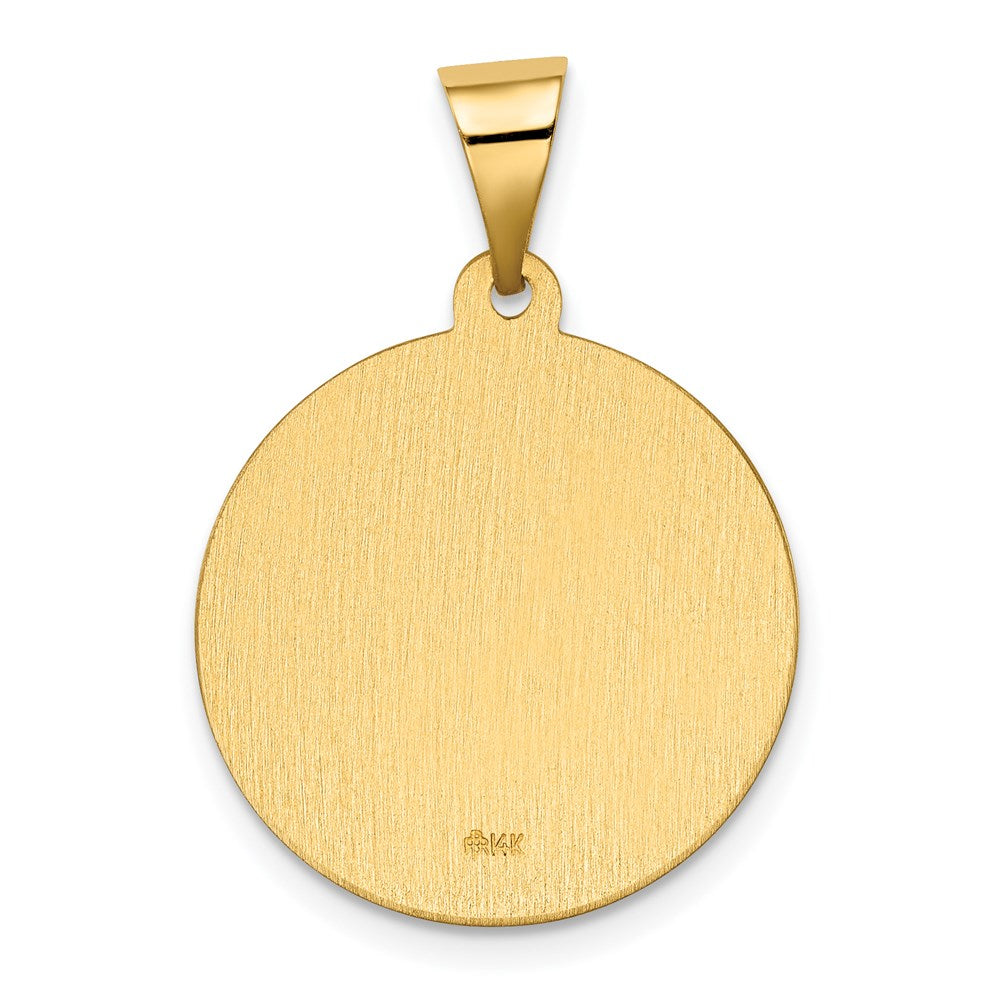 Alternate view of the 14k Yellow Gold Hollow San Gabriel Medal Pendant, 19mm (3/4 Inch) by The Black Bow Jewelry Co.