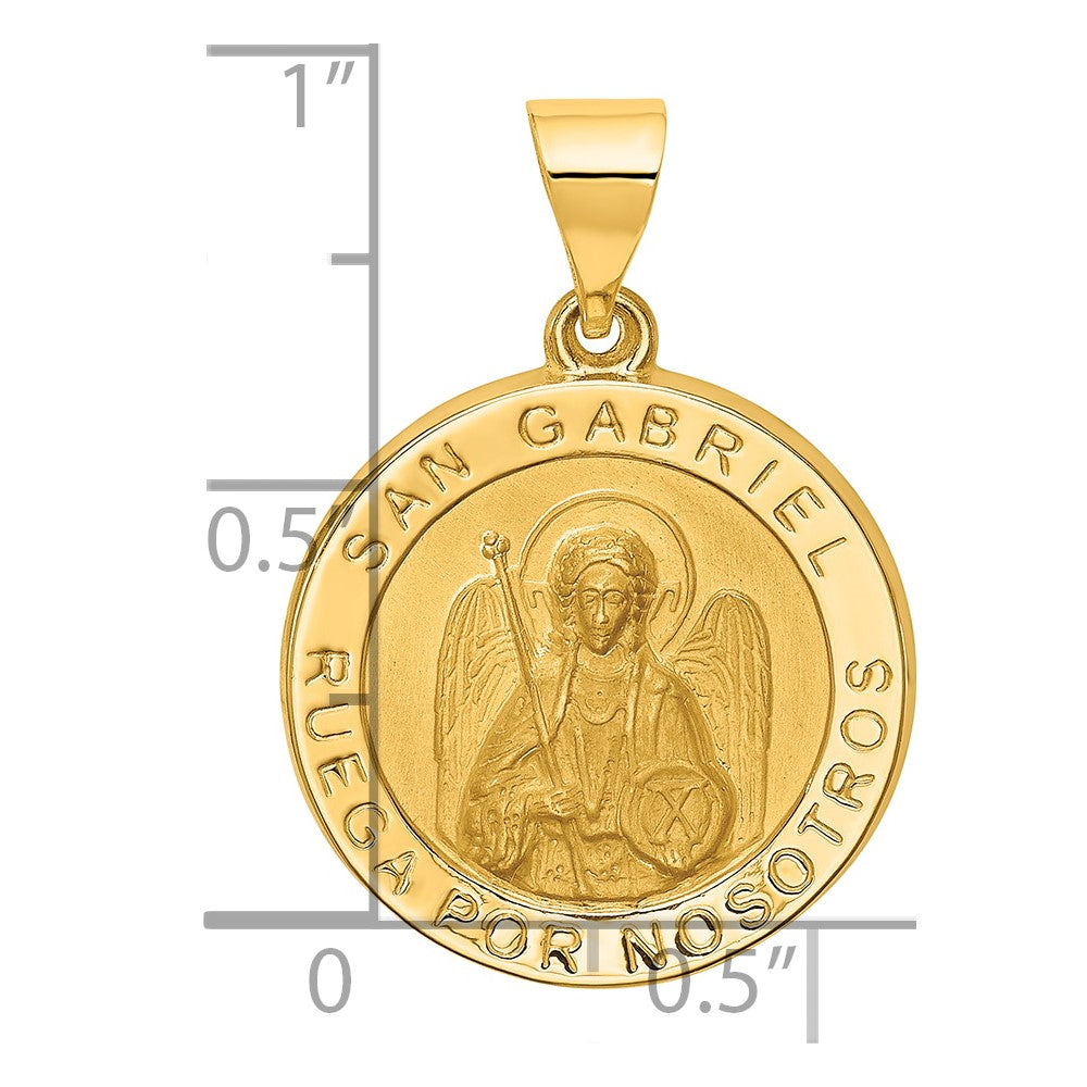 Alternate view of the 14k Yellow Gold Hollow San Gabriel Medal Pendant, 19mm (3/4 Inch) by The Black Bow Jewelry Co.
