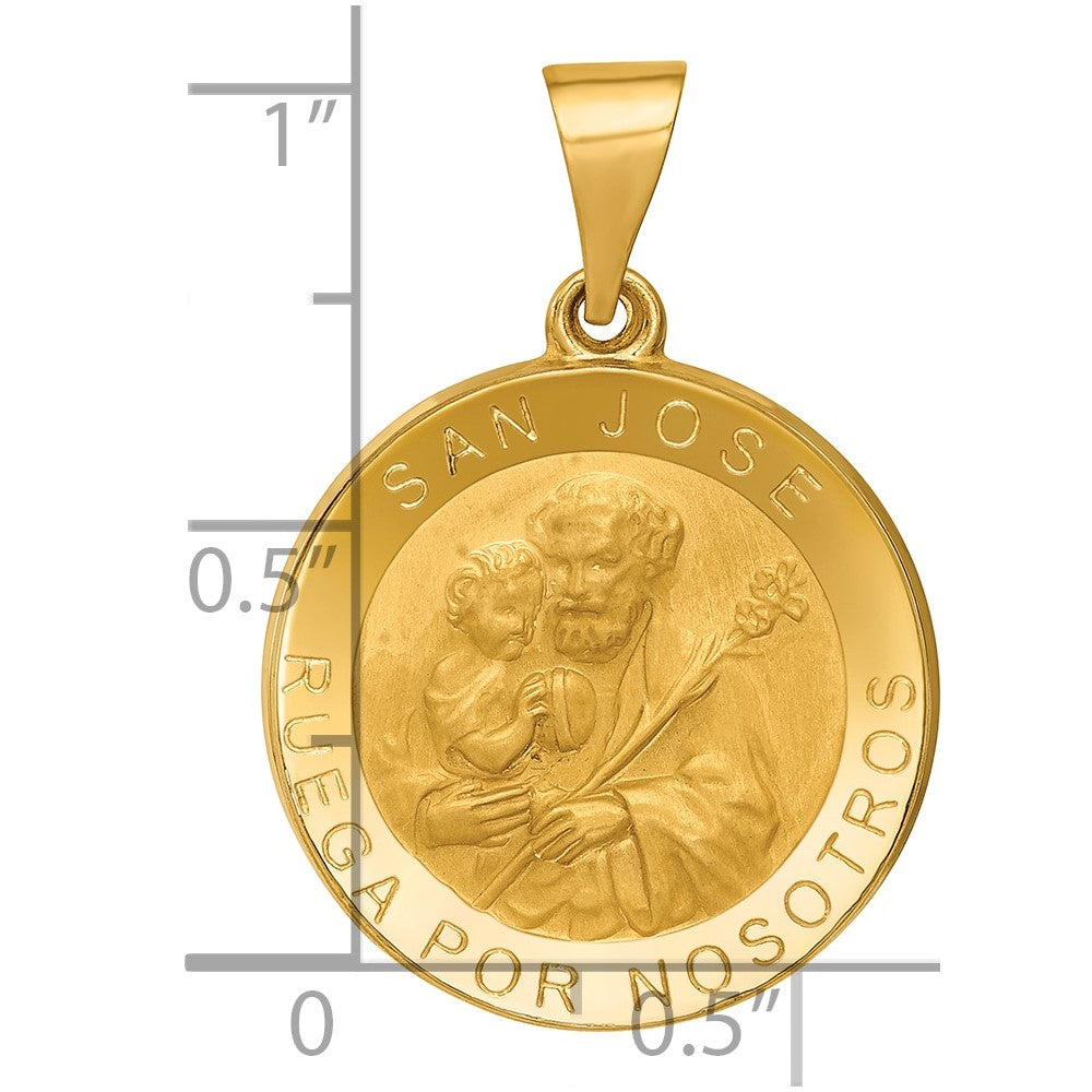 Alternate view of the 14k Yellow Gold Hollow San Jose Medal Pendant, 19mm (3/4 Inch) by The Black Bow Jewelry Co.