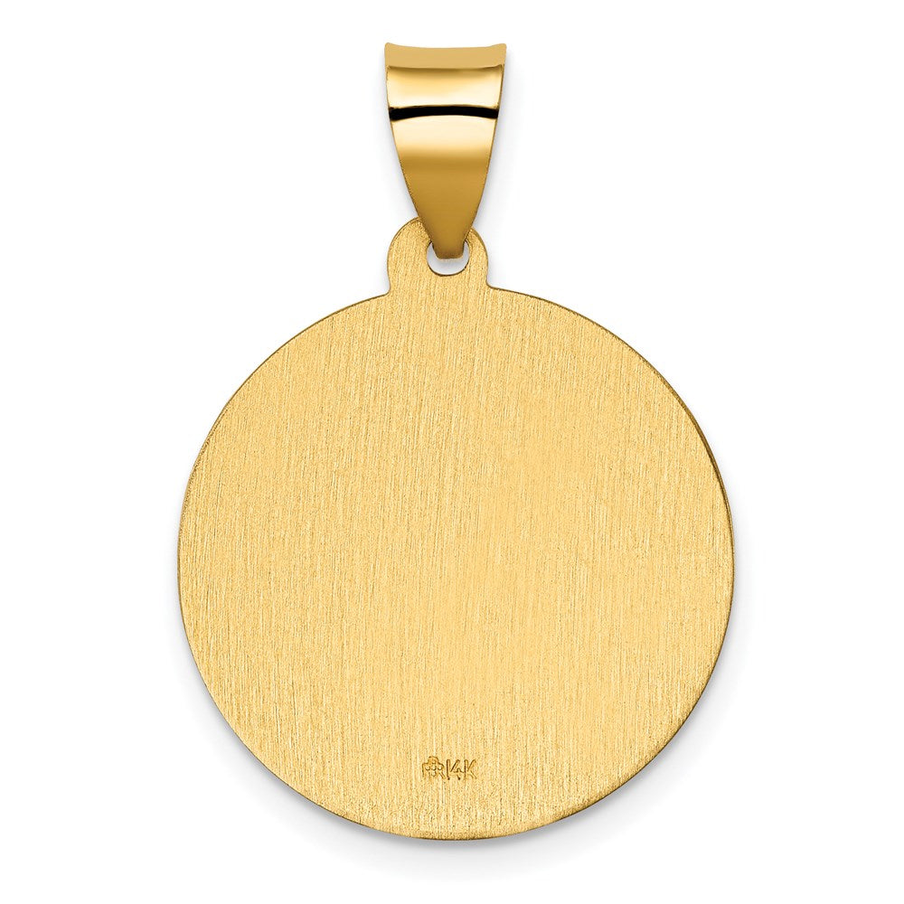 Alternate view of the 14k Yellow Gold Hollow San Judas Tadeo Medal Pendant, 19mm (3/4 Inch) by The Black Bow Jewelry Co.