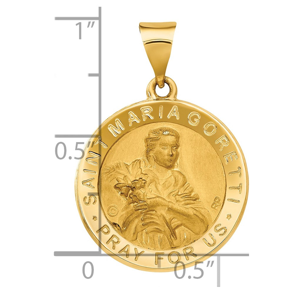 Alternate view of the 14k Yellow Gold Hollow St. Maria Goretti Medal Pendant, 19mm (3/4 In) by The Black Bow Jewelry Co.