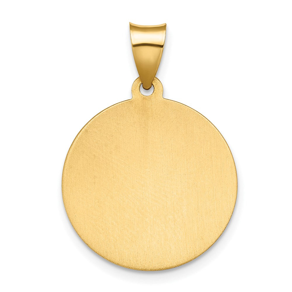 Alternate view of the 14k Yellow Gold Hollow Santa Lucia Medal Pendant, 19mm (3/4 Inch) by The Black Bow Jewelry Co.
