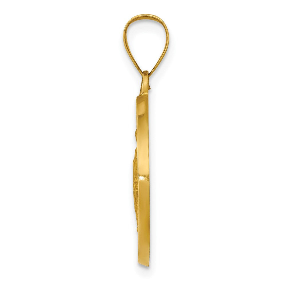 Alternate view of the 14k Yellow Gold Hollow St. Rocco Medal Pendant, 19mm (3/4 Inch) by The Black Bow Jewelry Co.
