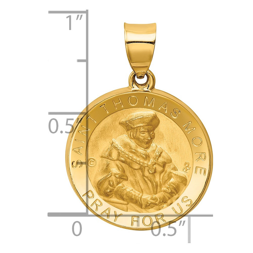 Alternate view of the 14k Yellow Gold Hollow St. Thomas More Medal Pendant, 19mm (3/4 Inch) by The Black Bow Jewelry Co.
