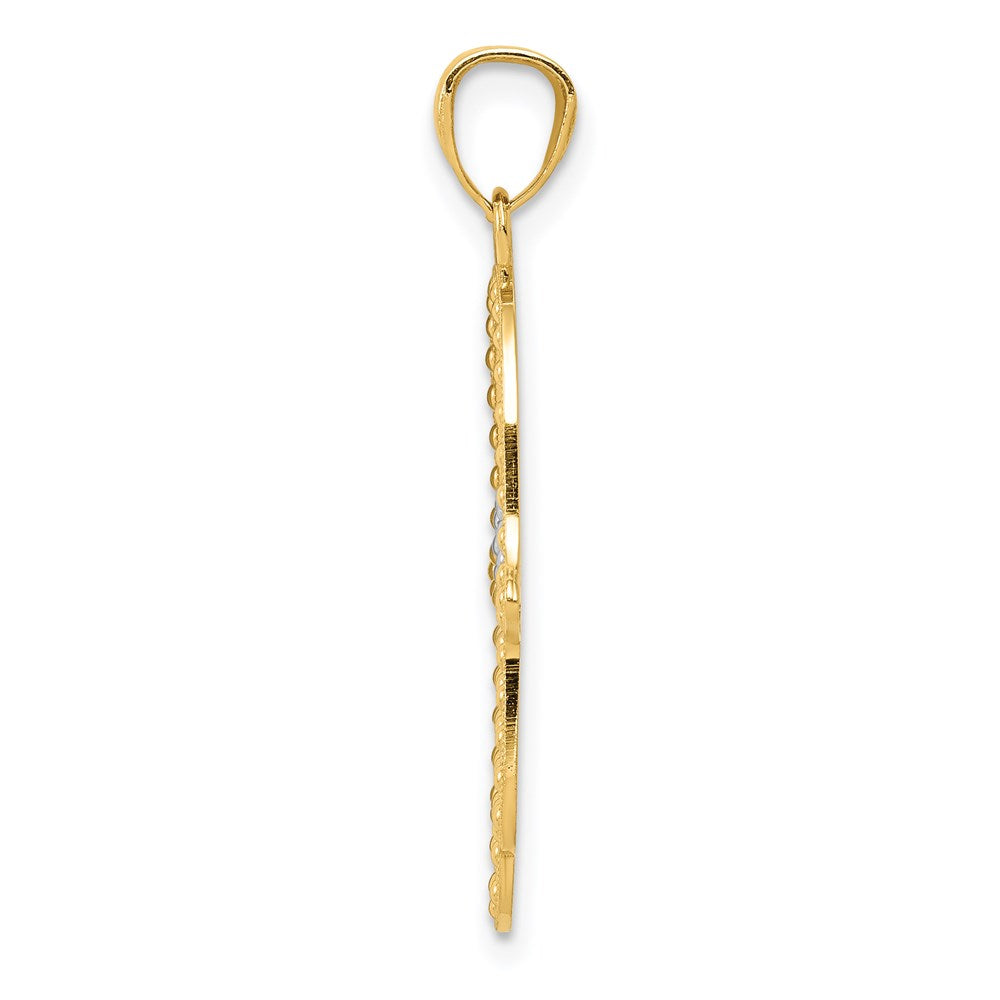 Alternate view of the 14k Yellow Gold & White Rhodium Plated Hand of God Pendant, 17 x 29mm by The Black Bow Jewelry Co.