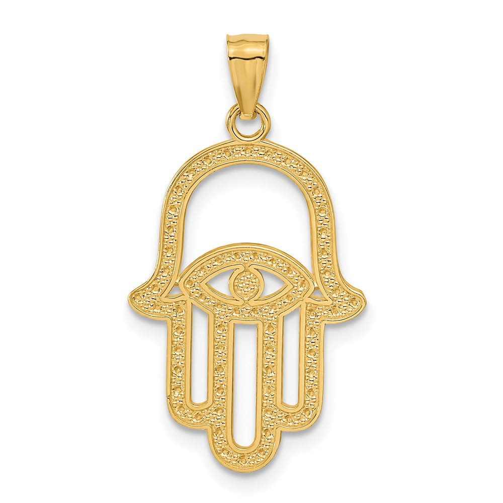 Alternate view of the 14k Yellow Gold & White Rhodium Plated Hand of God Pendant, 17 x 29mm by The Black Bow Jewelry Co.