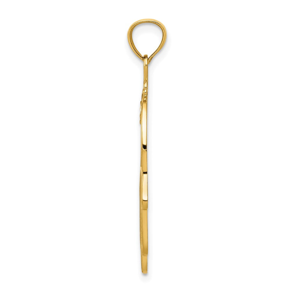 Alternate view of the 14k Yellow Gold Diamond-Cut Filigree Hamsa Pendant, 16 x 36mm by The Black Bow Jewelry Co.