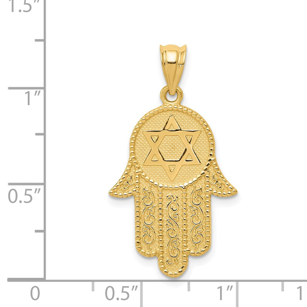 Alternate view of the 14k Yellow Gold Star of David Hamsa Pendant, 18 x 26mm by The Black Bow Jewelry Co.