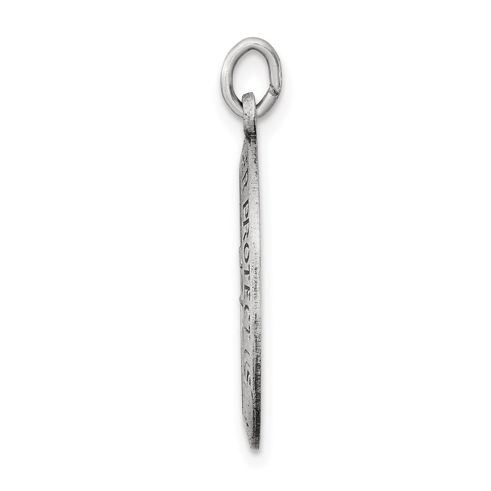 Alternate view of the Sterling Silver Satin & Antiqued Oval St. Christopher Medal, 13 x 25mm by The Black Bow Jewelry Co.