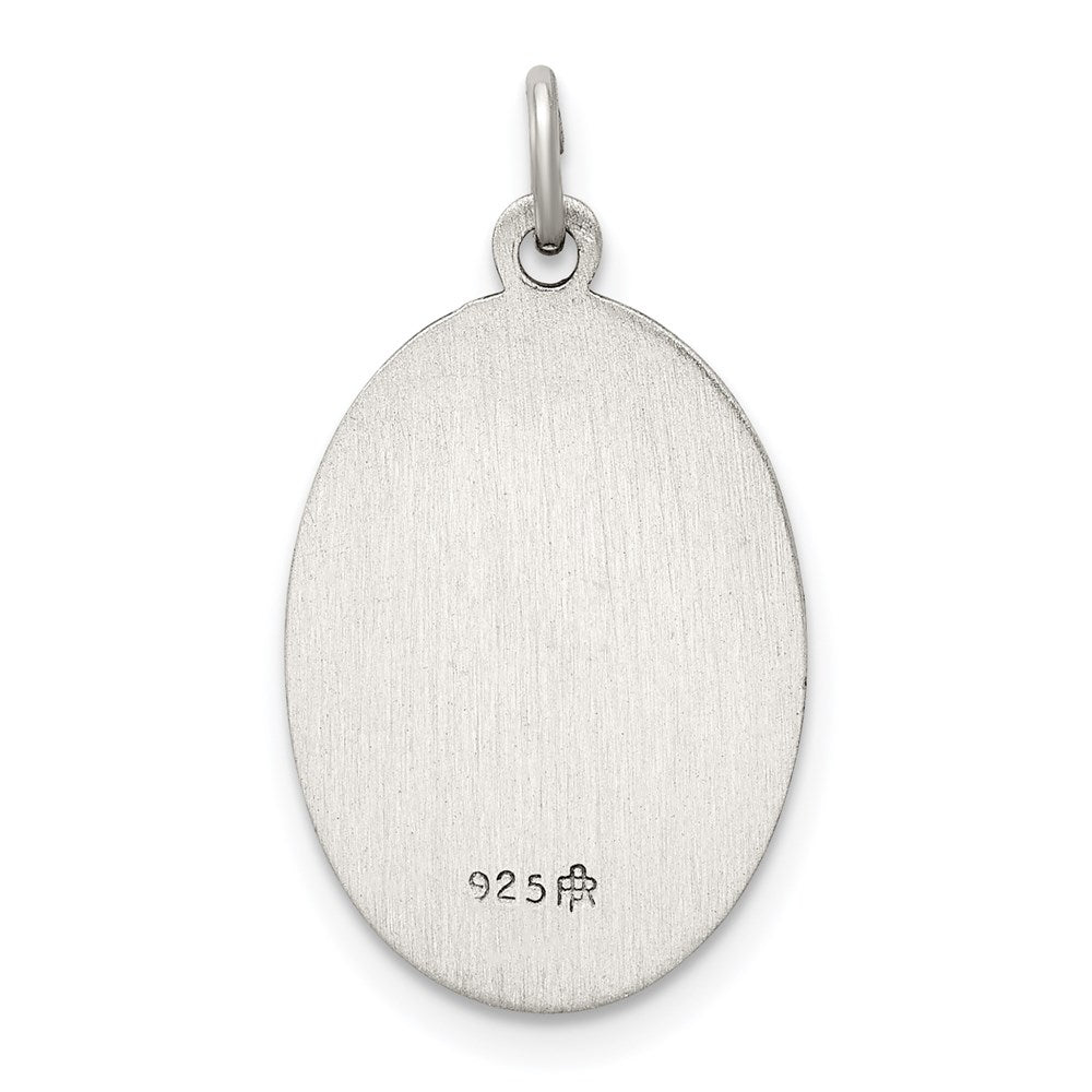 Alternate view of the Sterling Silver Satin & Antiqued Oval St. Christopher Medal, 13 x 25mm by The Black Bow Jewelry Co.