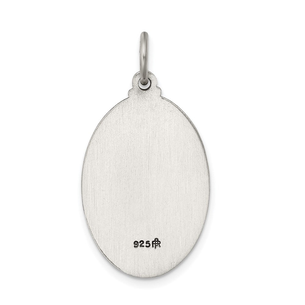 Alternate view of the Sterling Silver Antiqued Oval St. Christopher Medal Pendant, 16 x 32mm by The Black Bow Jewelry Co.