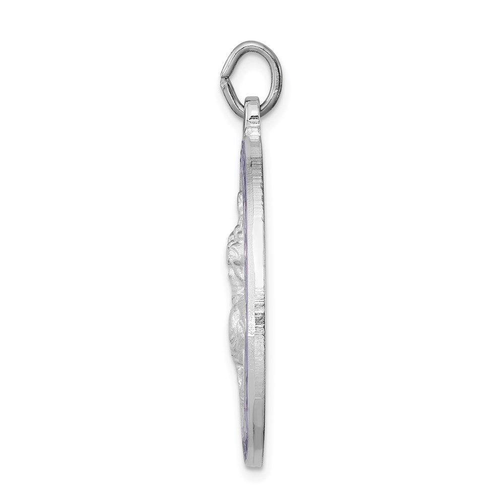 Alternate view of the Sterling Silver Rhodium-Plated Enamel St. Christopher Pendant, 19x35mm by The Black Bow Jewelry Co.