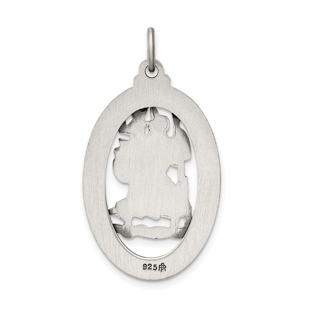 Alternate view of the Sterling Silver Antiqued Oval St. Christopher Medal Pendant, 20 x 36mm by The Black Bow Jewelry Co.