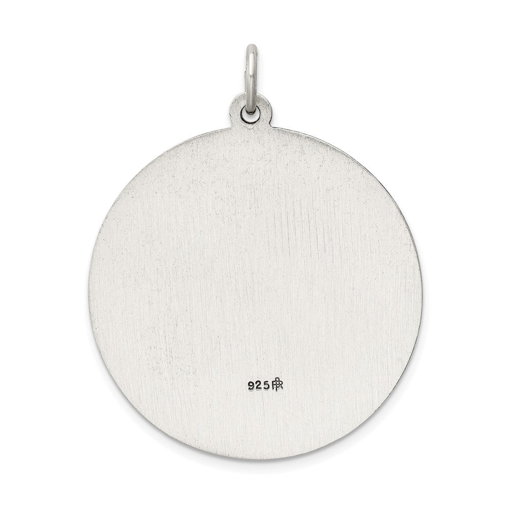 Alternate view of the Men's Sterling Silver Large Round St. Christopher Medal Pendant, 32mm by The Black Bow Jewelry Co.