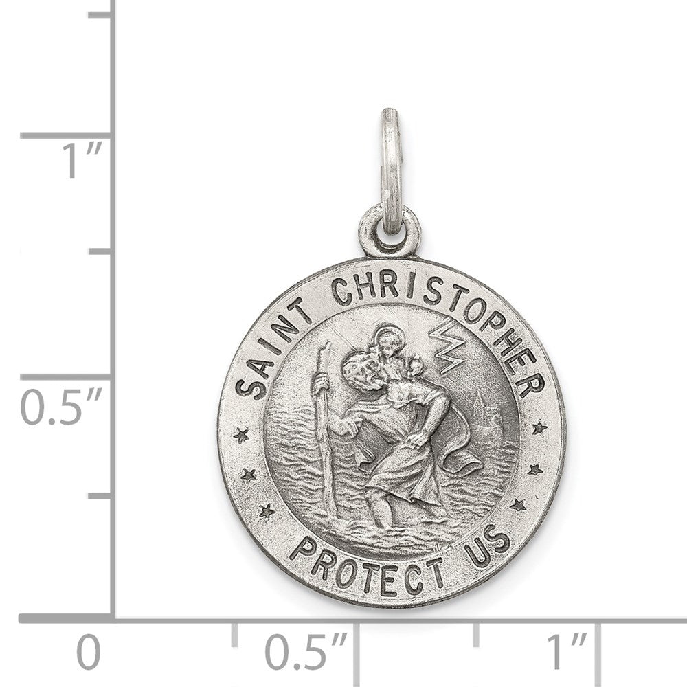 Alternate view of the Sterling Silver Round St. Christopher Medal Pendant, 18mm (11/16 Inch) by The Black Bow Jewelry Co.