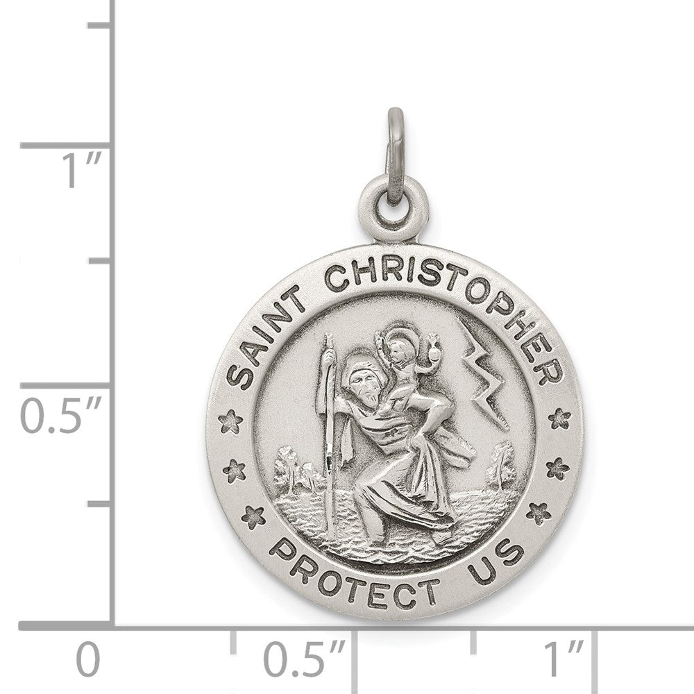 Alternate view of the Sterling Silver Round St. Christopher Medal Pendant, 20mm (3/4 Inch) by The Black Bow Jewelry Co.