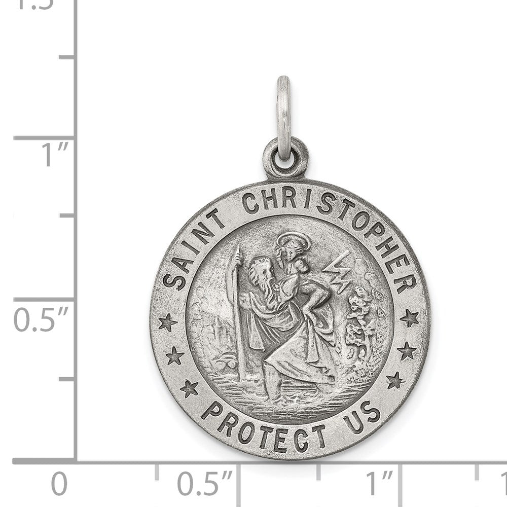 Alternate view of the Sterling Silver Round St. Christopher Medal Pendant, 22mm (7/8 Inch) by The Black Bow Jewelry Co.