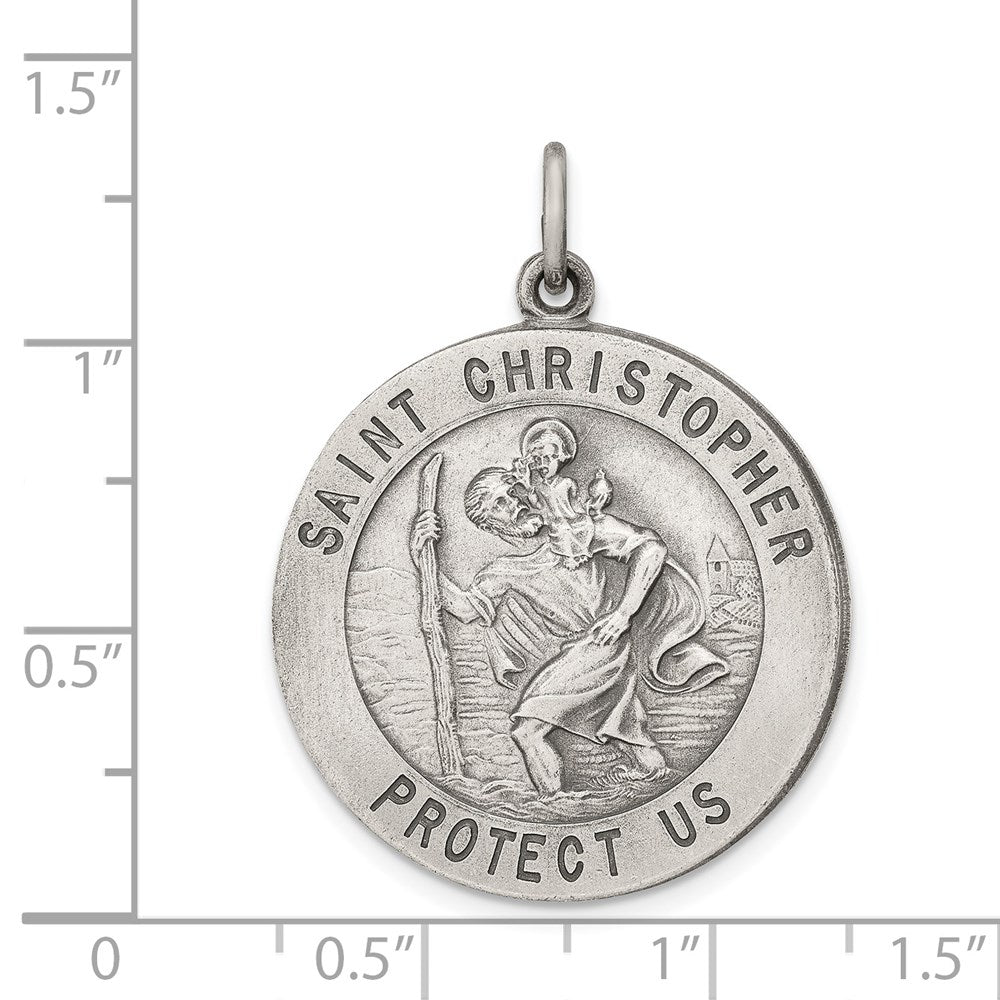 Alternate view of the Sterling Silver Round St. Christopher Medal Pendant, 25mm (1 Inch) by The Black Bow Jewelry Co.