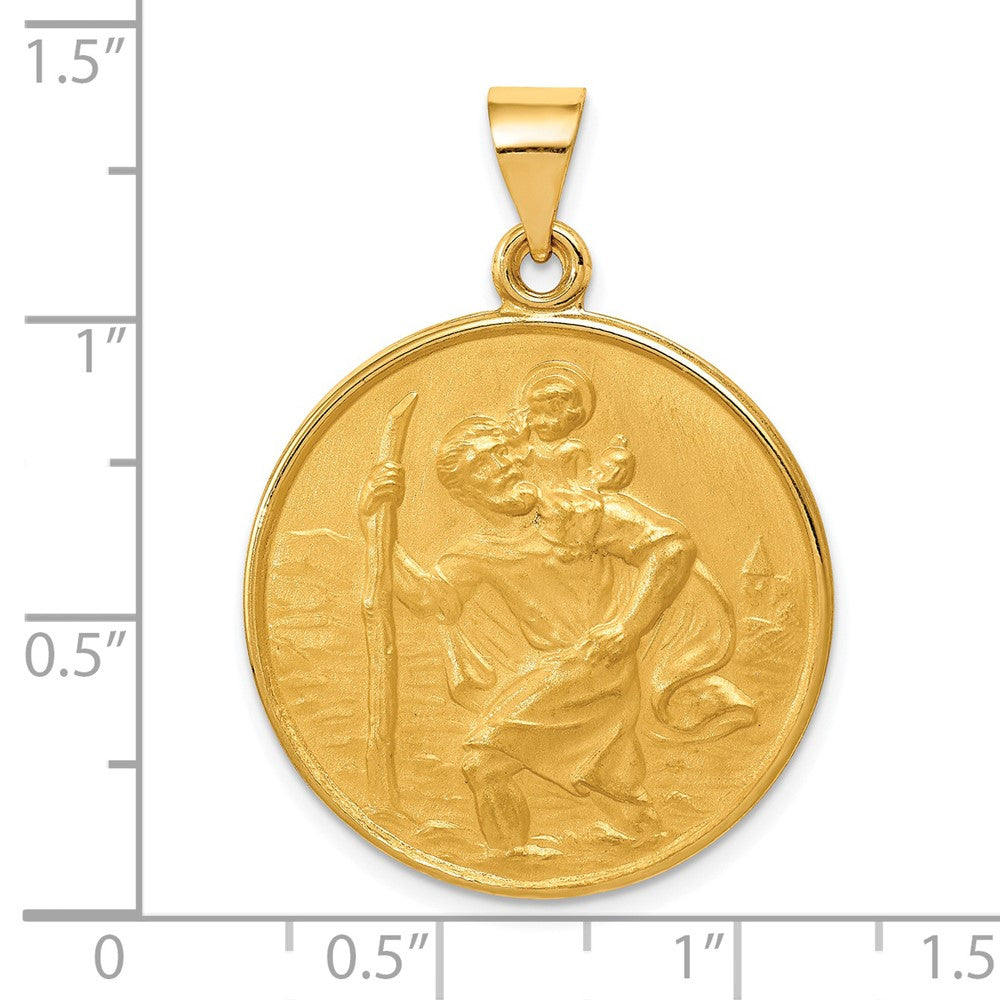 Alternate view of the 18k Yellow Gold Round St. Christopher Medal Pendant, 25mm (1 Inch) by The Black Bow Jewelry Co.