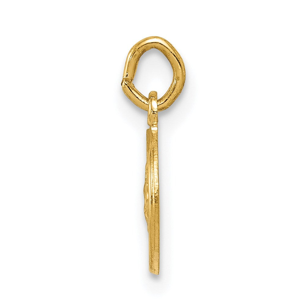 Alternate view of the 14k Yellow Gold Tiny Saint Christopher Medal Charm, 8mm (5/16 Inch) by The Black Bow Jewelry Co.