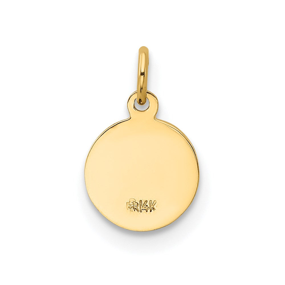 Alternate view of the 14k Yellow Gold Tiny Saint Christopher Medal Charm, 8mm (5/16 Inch) by The Black Bow Jewelry Co.