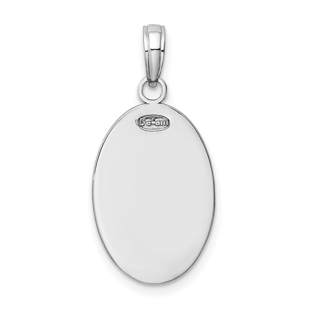 Alternate view of the 14k White Gold Textured Oval St Christopher Medal Pendant, 12 x 27mm by The Black Bow Jewelry Co.