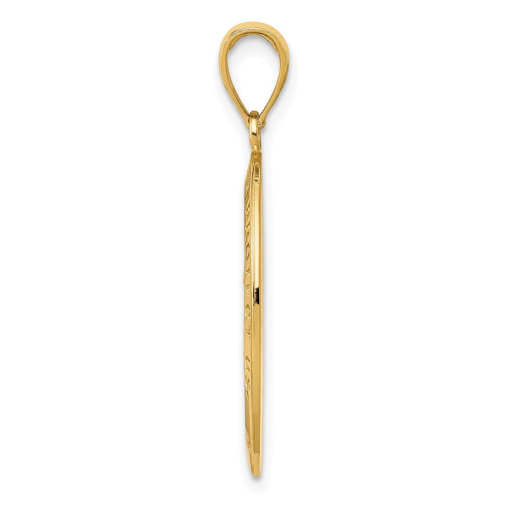 Alternate view of the 14k Yellow Gold Satin Oval St Christopher Medal Pendant, 14 x 30mm by The Black Bow Jewelry Co.