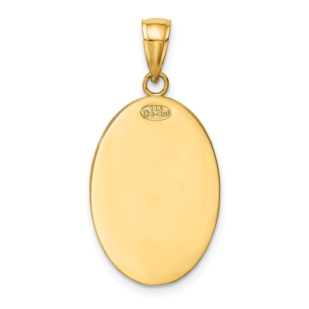 Alternate view of the 14k Yellow Gold Satin Oval St Christopher Medal Pendant, 14 x 30mm by The Black Bow Jewelry Co.