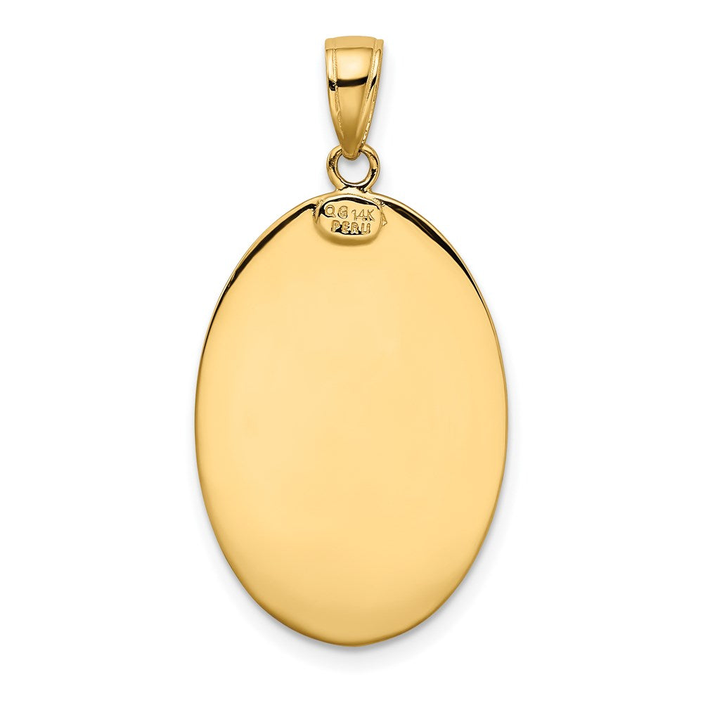 Alternate view of the 14k Yellow Gold Polished Oval St Christopher Medal Pendant, 16 x 33mm by The Black Bow Jewelry Co.