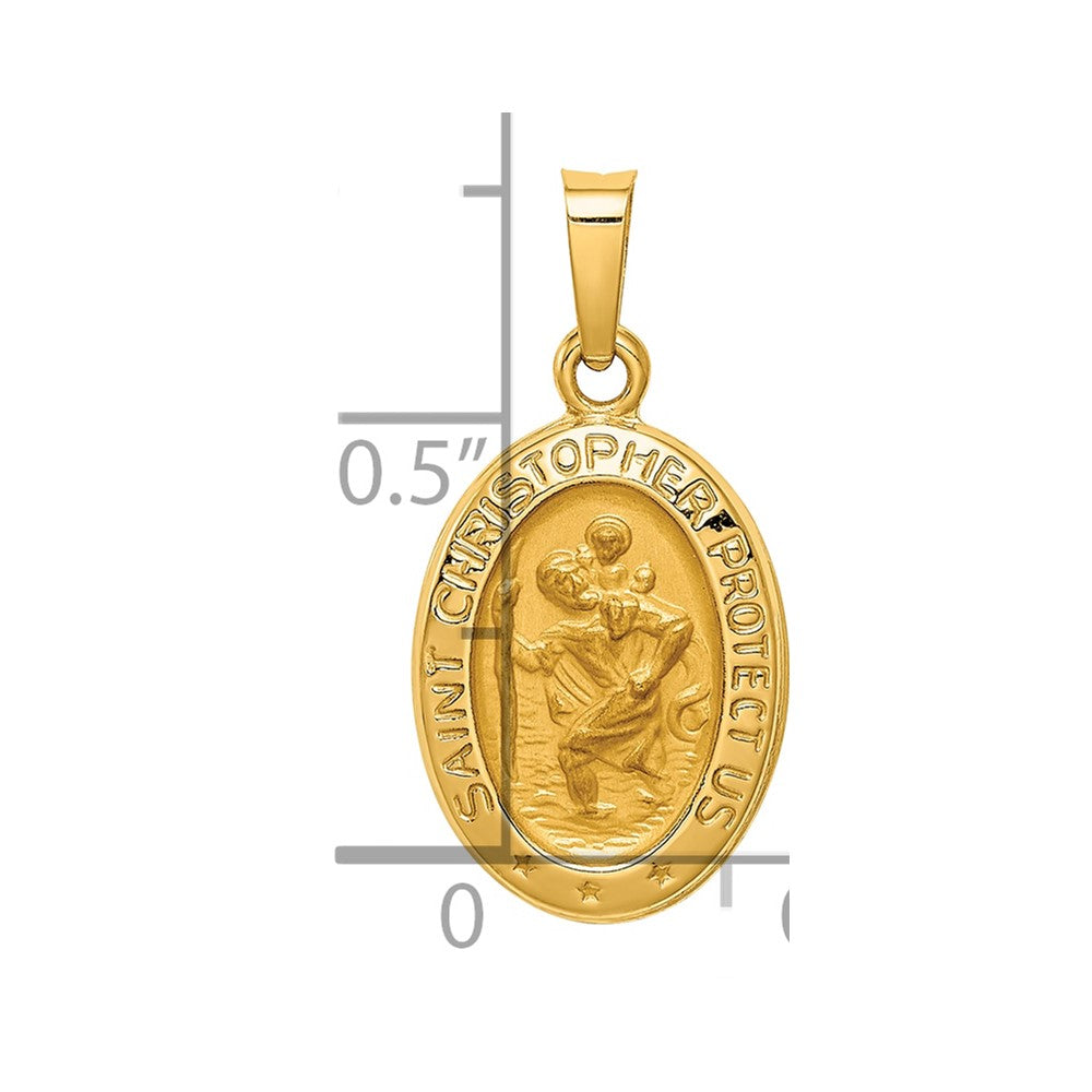Alternate view of the 14k Yellow Gold Hollow Saint Christopher Medal Pendant, 11 x 22mm by The Black Bow Jewelry Co.
