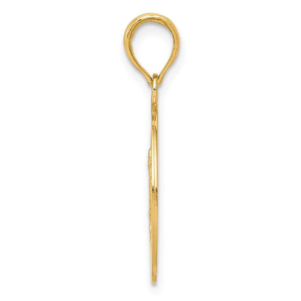 Alternate view of the 14k Yellow Gold Round Saint Christopher Medal Pendant, 16mm (5/8 Inch) by The Black Bow Jewelry Co.