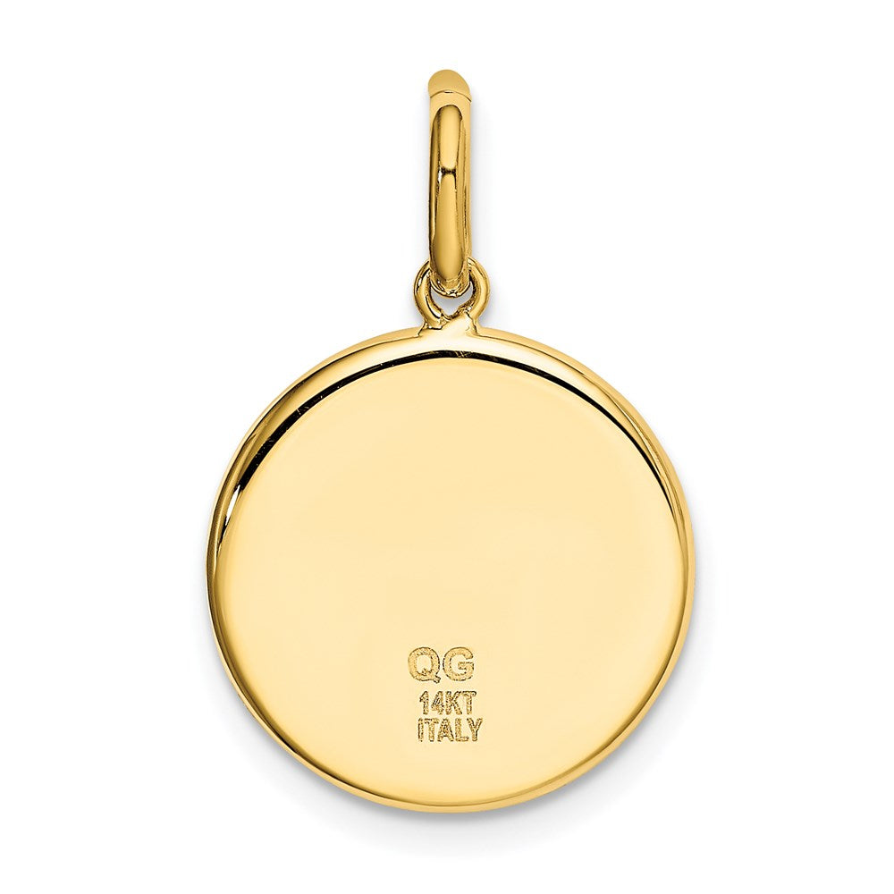 Alternate view of the 14k Yellow Gold Round St Christopher Medal Charm or Pendant, 15mm by The Black Bow Jewelry Co.
