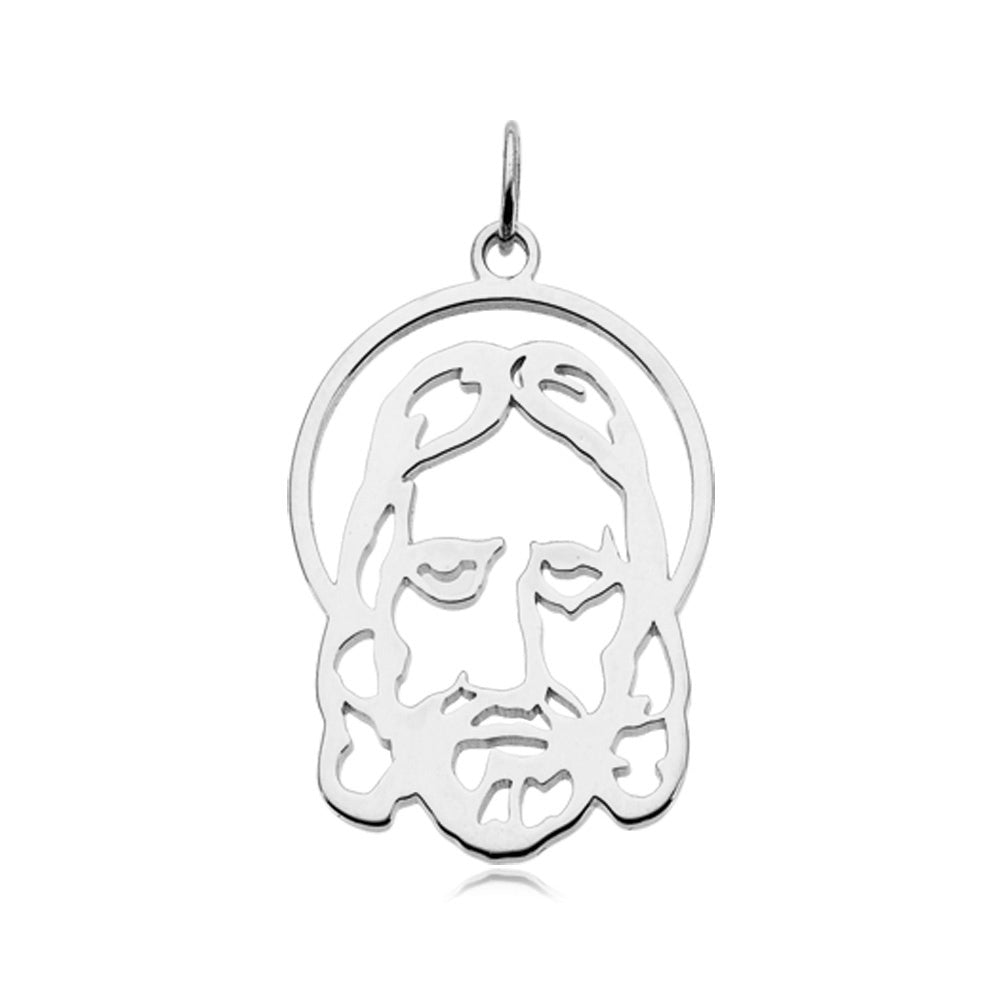 Alternate view of the Face of Jesus Large Silhouette Pendant - 25mm x 17mm by The Black Bow Jewelry Co.