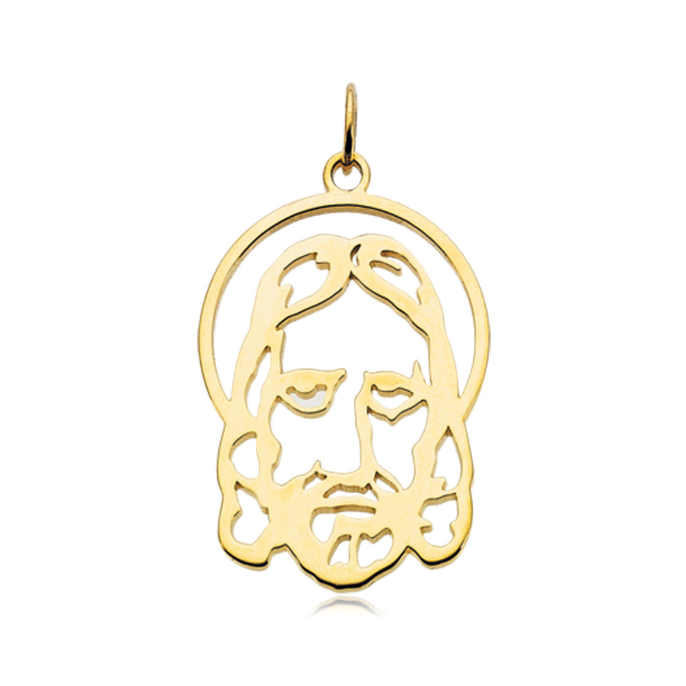 Face of Jesus Small Silhouette Pendant - 14mm x 9mm, Item P27991 by The Black Bow Jewelry Co.