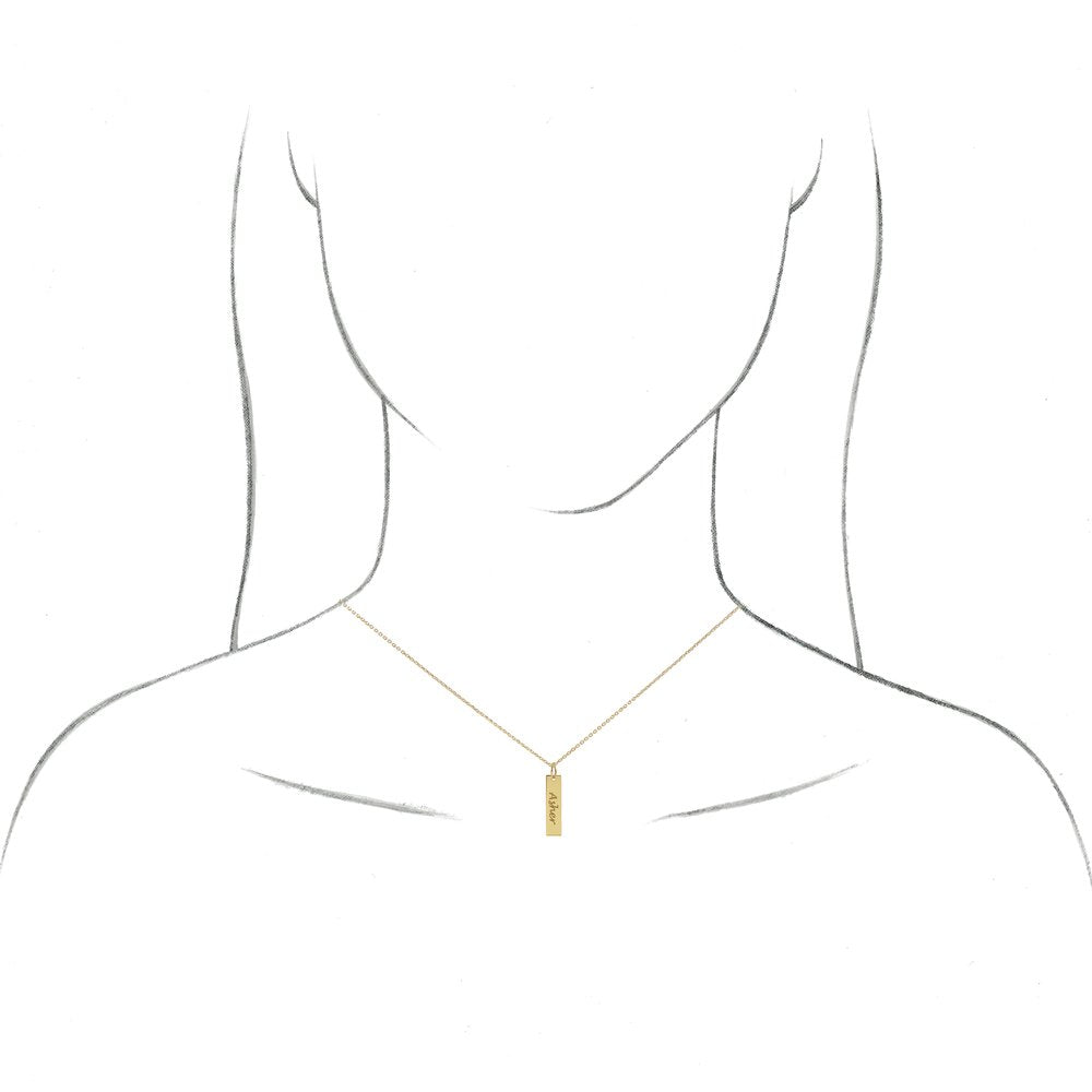 Alternate view of the 14k Yellow Gold Vertical Bar Pendant, 5 x 20mm by The Black Bow Jewelry Co.