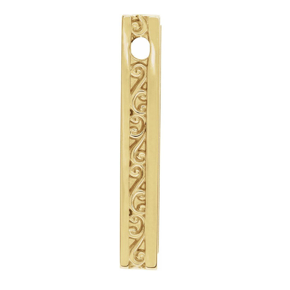 Alternate view of the 14k Yellow Gold Brushed Vertical Bar Slide Pendant, 5 x 25mm by The Black Bow Jewelry Co.