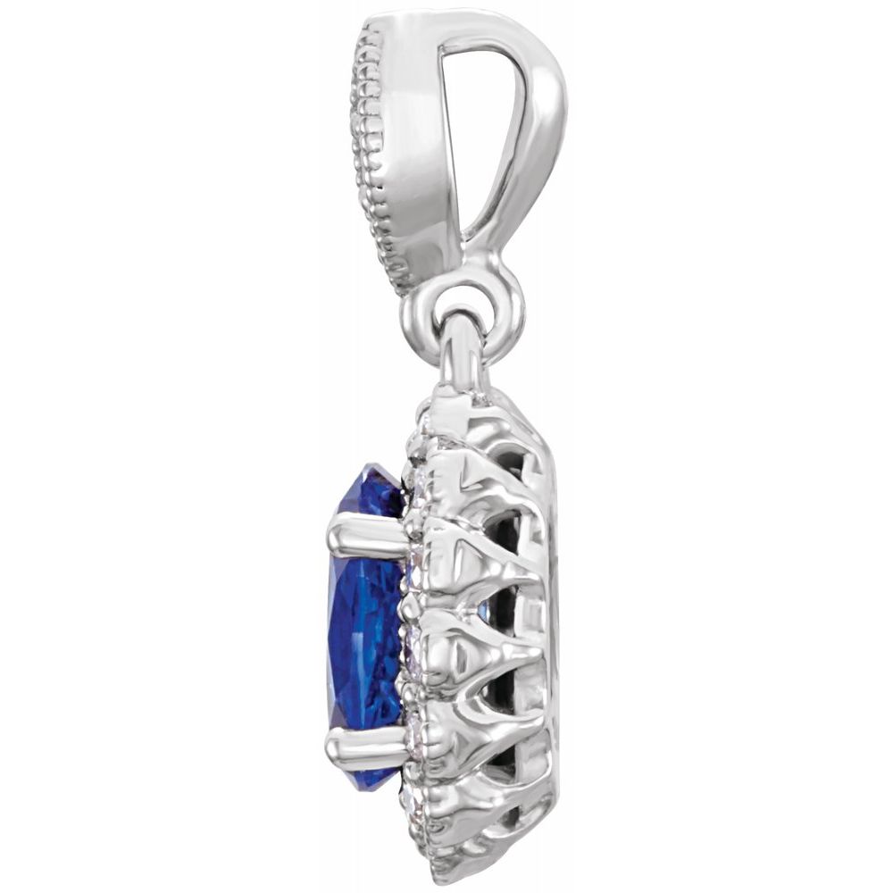 Alternate view of the 14k White Gold Lab Created Sapphire & 1/5 CTW Diamond Pendant, 9x18mm by The Black Bow Jewelry Co.