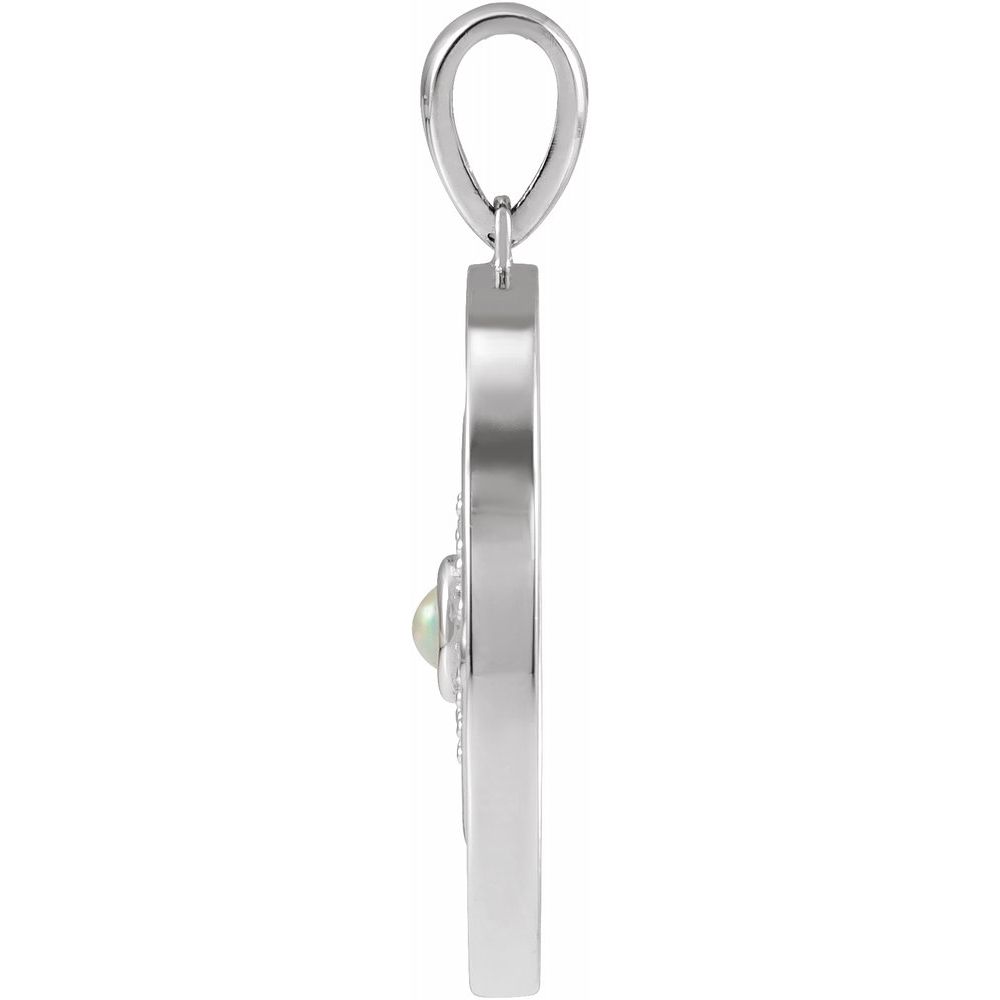 Alternate view of the 14k White Gold Ethiopian Opal & 1/5 Ctw Diamond Evil Eye Pendant, 20mm by The Black Bow Jewelry Co.