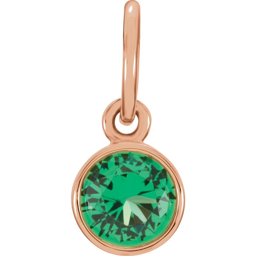 14k Rose Gold 4mm Imitation Emerald Charm or Pendant Enhancer, Item P28005-CE by The Black Bow Jewelry Co.