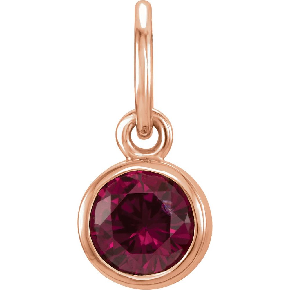 14k Rose Gold 4mm Imitation Garnet Charm or Pendant Enhancer, Item P28005-CG by The Black Bow Jewelry Co.