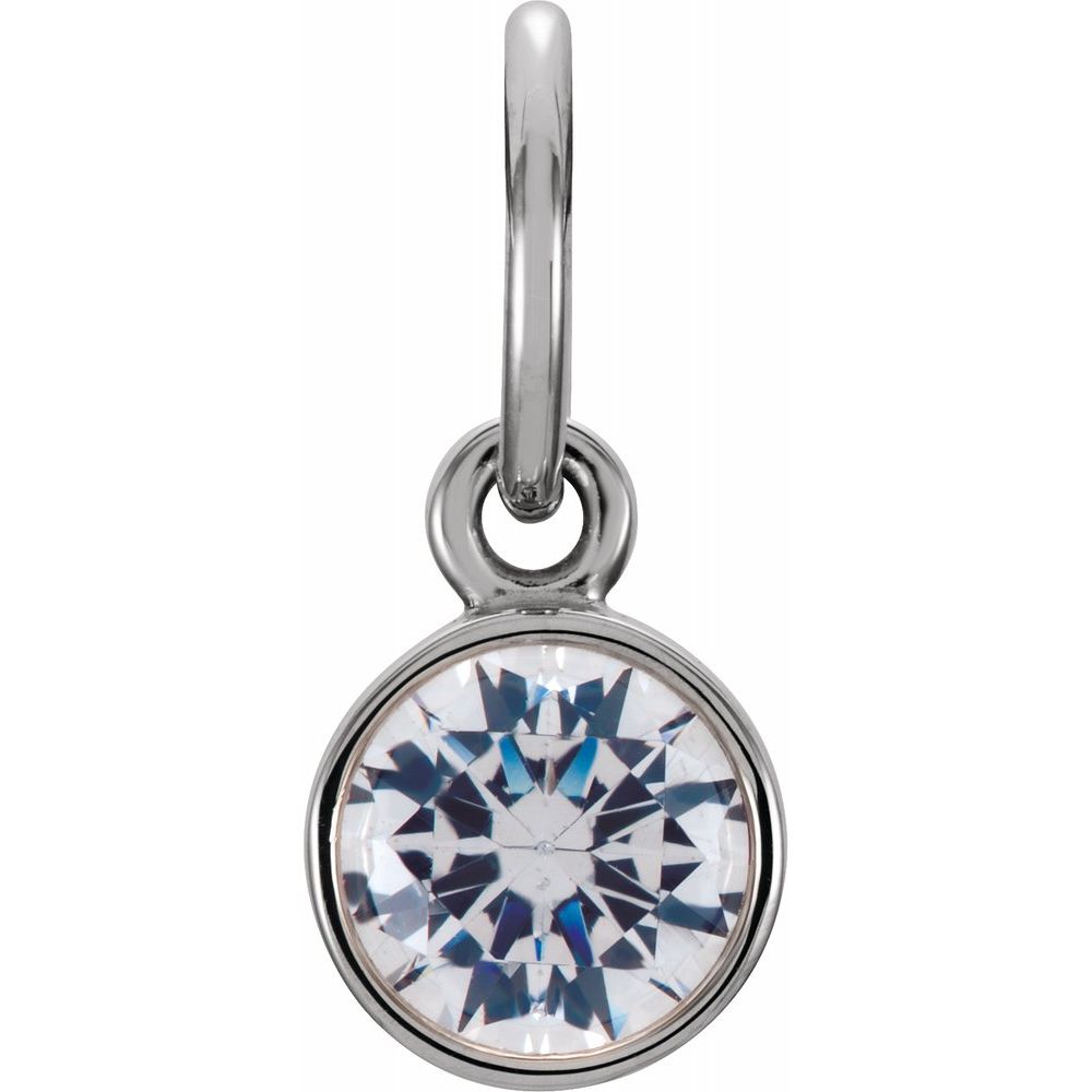 Alternate view of the 14k White Gold 4mm Imitation Gemstone Charm or Pendant Enhancer by The Black Bow Jewelry Co.