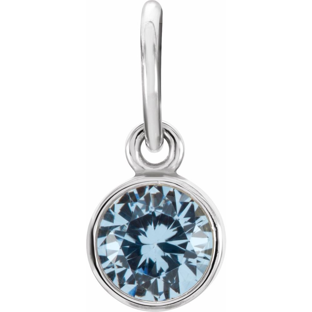 14k White Gold 4mm Imitation Aquamarine Charm or Pendant Enhancer, Item P28007-CQ by The Black Bow Jewelry Co.