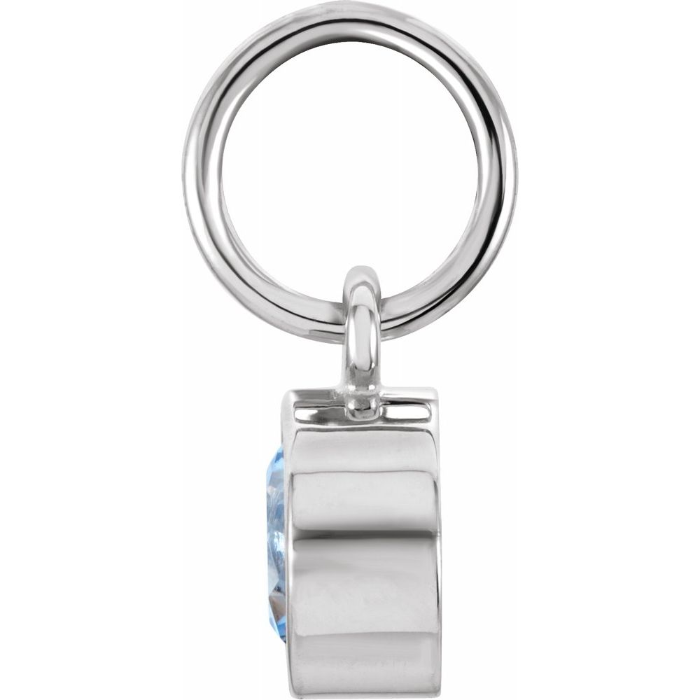 Alternate view of the 14k White Gold 4mm Imitation Aquamarine Charm or Pendant Enhancer by The Black Bow Jewelry Co.