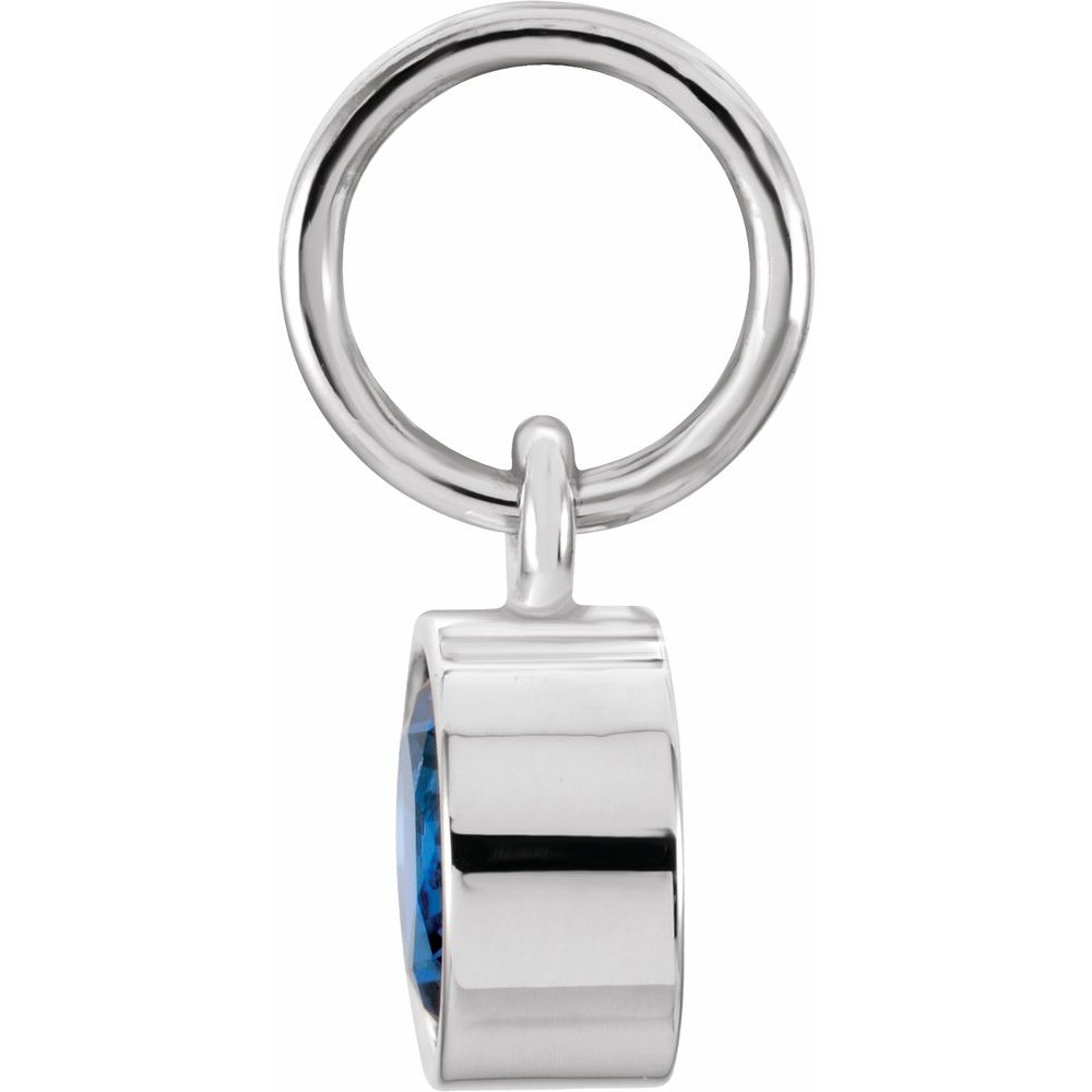 Alternate view of the 14k White Gold 4mm Imitation Blue Sapphire Charm or Pendant Enhancer by The Black Bow Jewelry Co.