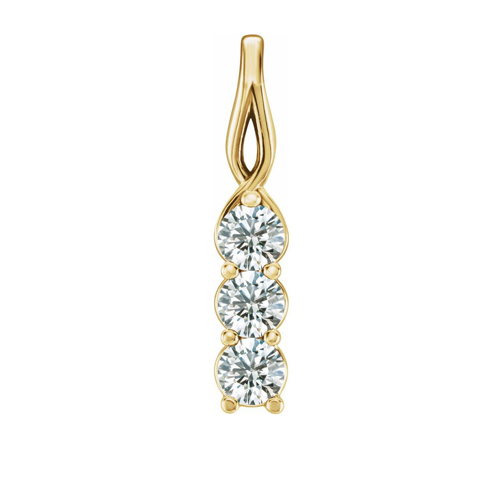 Alternate view of the 14k Yellow Gold Diamond 3-Stone Vertical Pendant by The Black Bow Jewelry Co.
